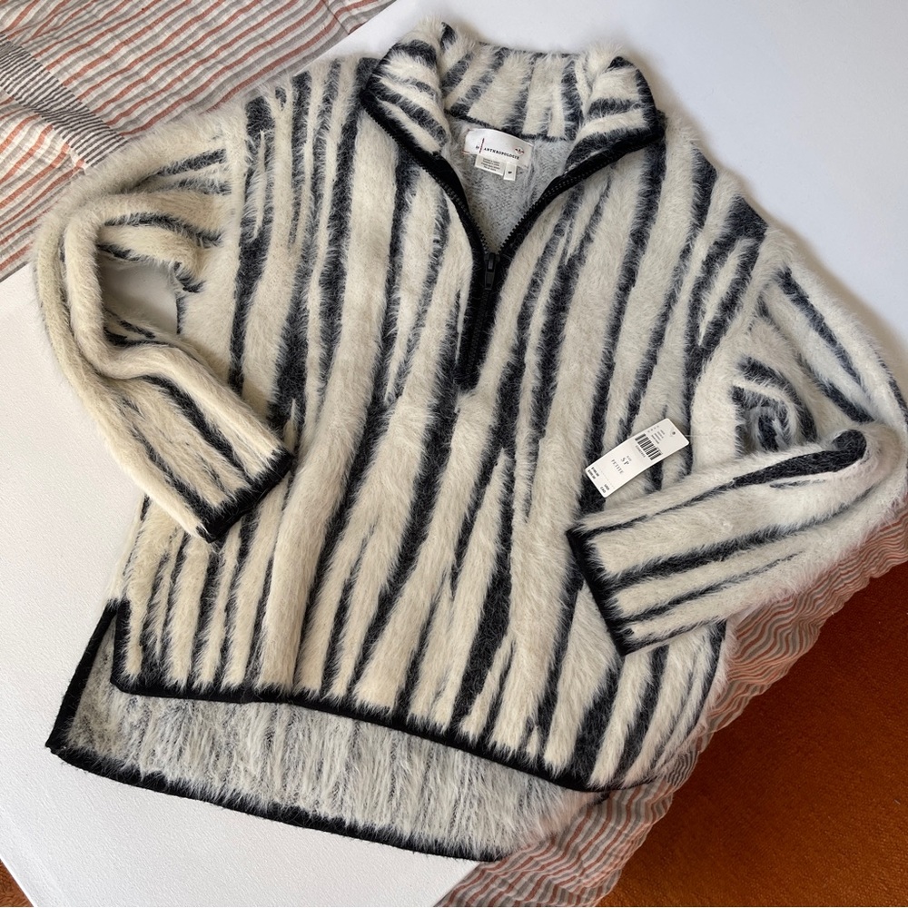 NWT Anthropologie Petite Cindy Eyelash Half-Zip Pullover. Small Petite